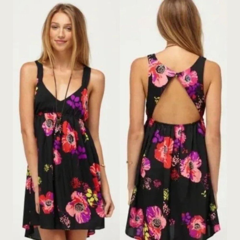 Roxy Love Seeker Hi-Lo Mini Dress in Black